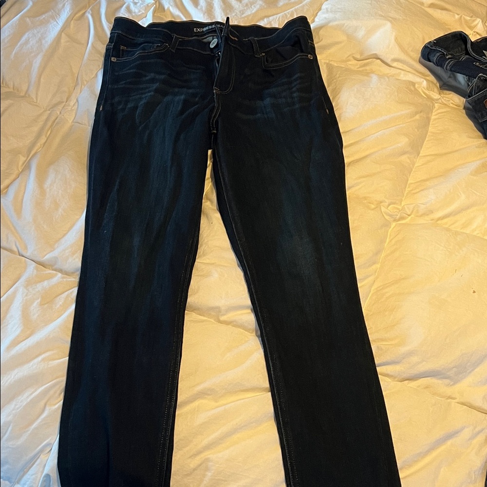 Express dark blue skinny jeans